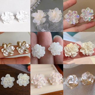 Khuyên Tai Hình Hoa Trắng Đơn Giản Độc Đáo Thời Trang Nhật Hàn