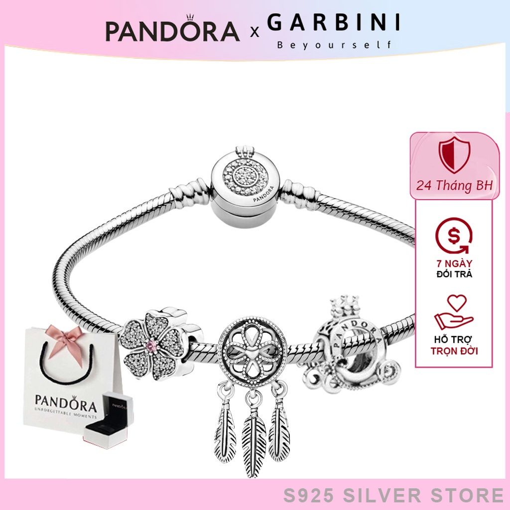 Vòng tay pandora bạc mix charm lắc tay bạc fullbox s925 pandora vòng tay bắt giấc mơ - Garbini