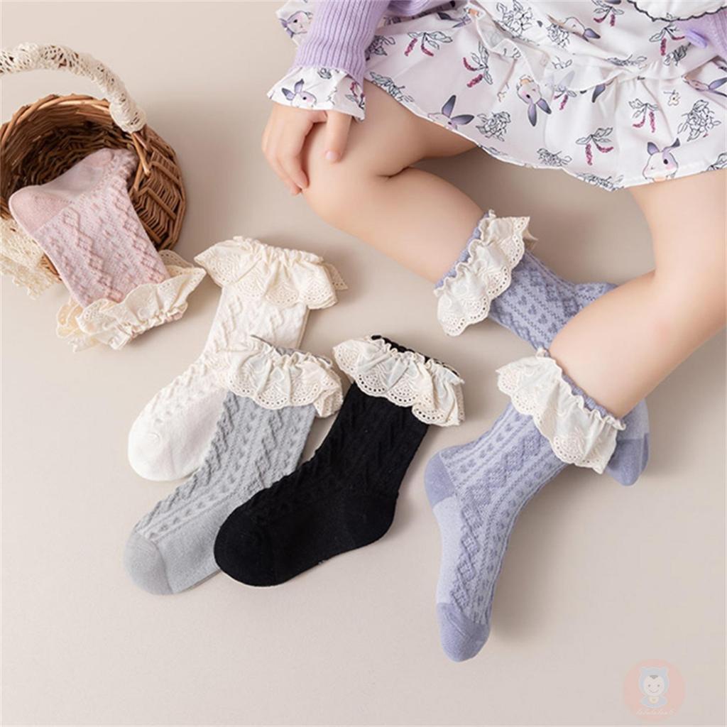 Vớ Công Chúa laa6-baby Nhún Bèo Phối Ren Thoáng Khí Dễ Thương Cho Bé Gái