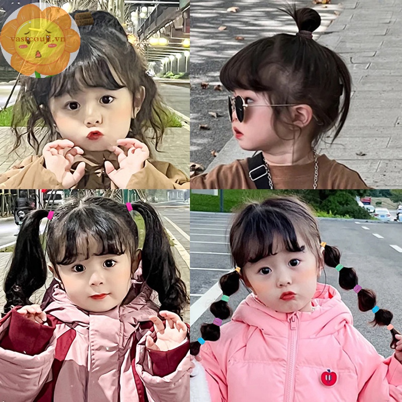Set 100 Dây Buộc Tóc Cao Su nylon Co Giãn Nhiều Màu Sắc Cho Bé vn