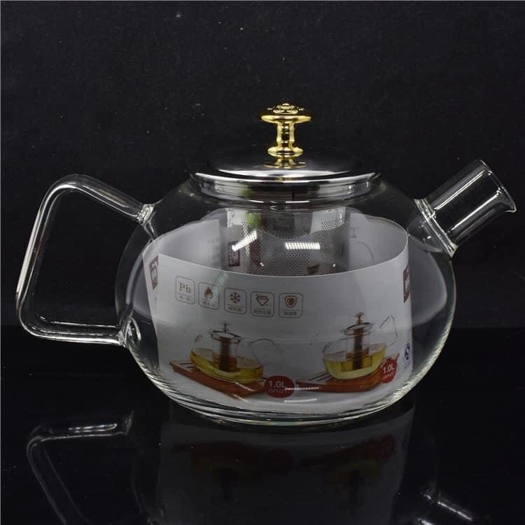 Ấm pha trà Deli có lưới lọc inox 1000ml,,bình ủ trà thủy tinh có lưới lọc inox , bình pha trà thủy tinh GPH22