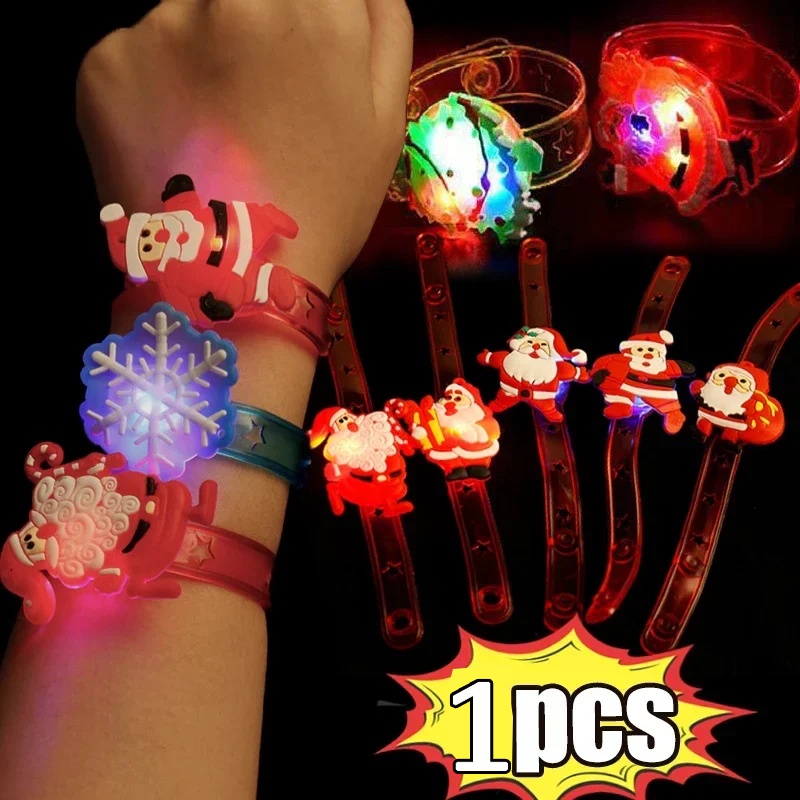 Vòng Đeo Tay Đồ Chơi Có Đèn led Phát Sáng Hình Ông Già Noel Hoạt Hình Sáng Tạo Dành Cho Trẻ Em
