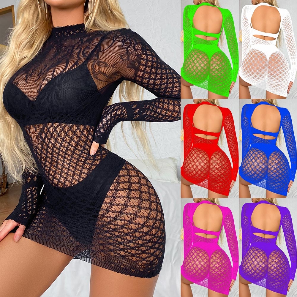 Đầm Body Phối Lưới Thiết Kế Hở Lưng Quyến Rũ