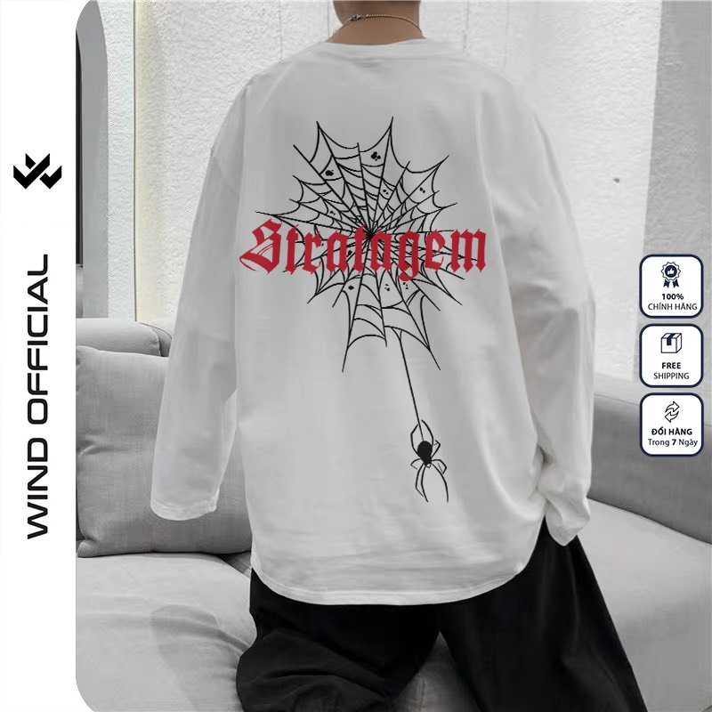 Áo thun tay dài WIIS phông unisex form rộng SPIDER WEB thời trang sweater oversize