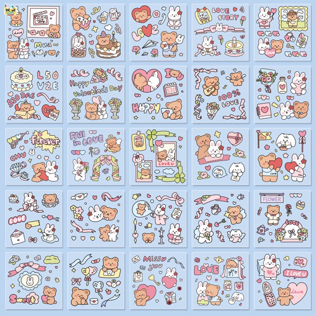 Set 100 Sticker Hoạt Hình Dễ Thương Dán Trang Trí Sổ Tay