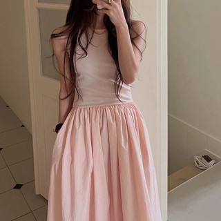 Đầm Chữ a Sát Nách Cổ Tròn Xếp Ly Thời Trang Cho Nữ