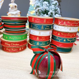 Christmas Gift Ribbon Flowers Cake Bouquet Packaging Ribbon Stripe Green Snowman Bow Ribbon