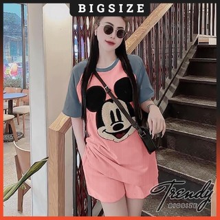 Set Bộ Đùi Thun Nữ Bigsize 50-95kg Chất Thun Gân tăm Thêu Mickey Trendy