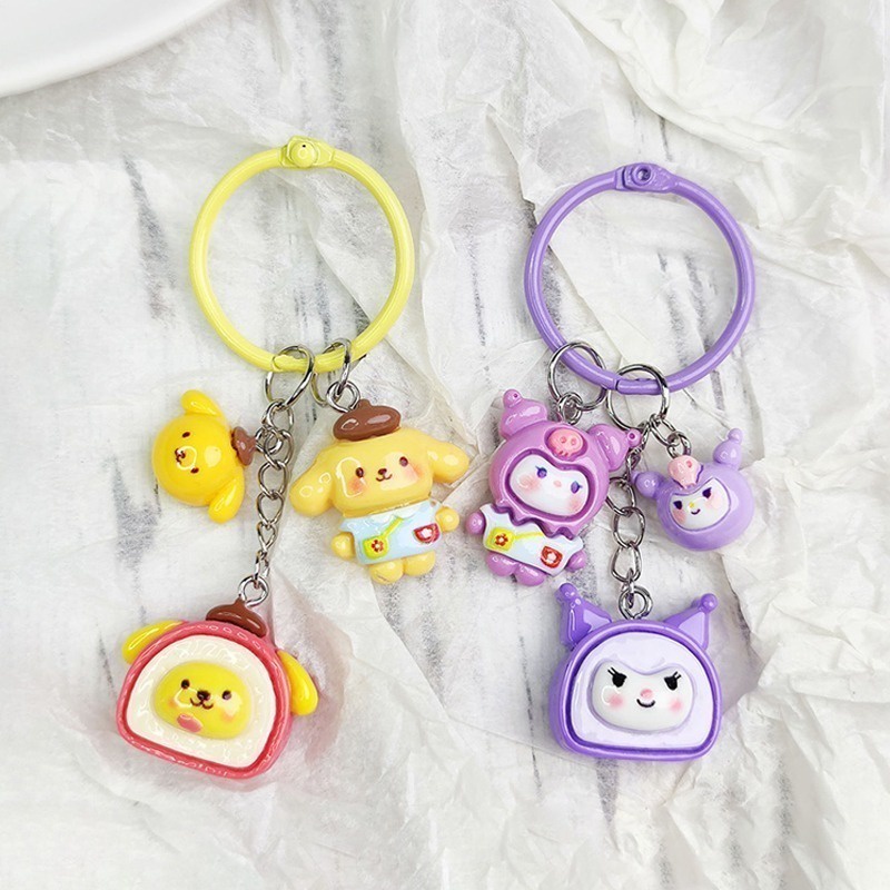 Kawaii sanrio Móc Khóa Hình Búp Bê anime kuromi melody cinnamoroll mini Dễ Thương Dùng Làm Quà Tặng Sinh Nhật Bé Gái