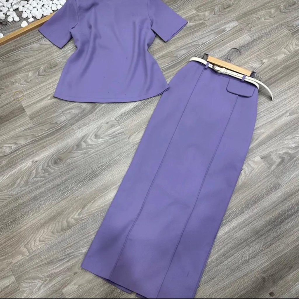 Set Áo Ngắn Tay Chân Váy Dáng Dài TKCC ASHYLEY