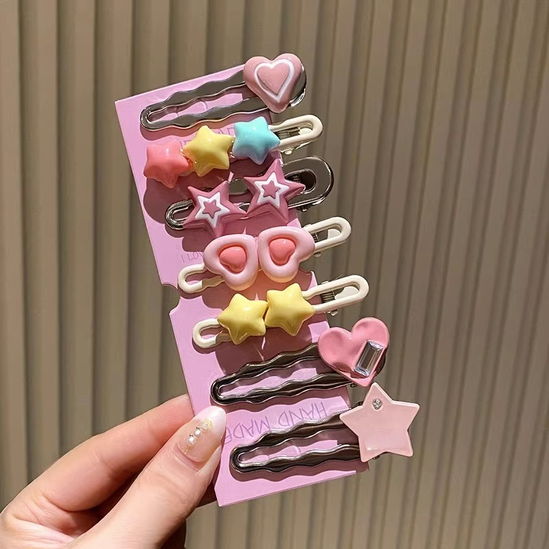 Set 7 Kẹp Tóc Hình Ngôi Sao Màu Hồng Ngọt Ngào Cho Bé Gái | Gấu Thỏ House