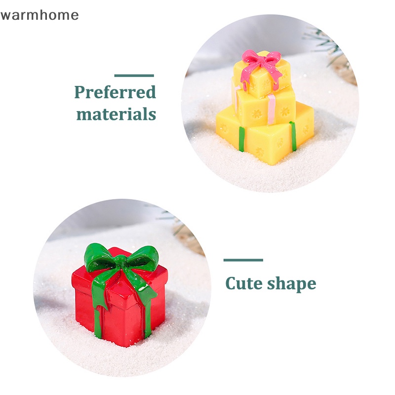 Warmhome Hộp Quà Giáng Sinh mini Bằng Nhựa resin Trang Trí Phong Cảnh diy Cho Sân Vườn Thu Nhỏ rft