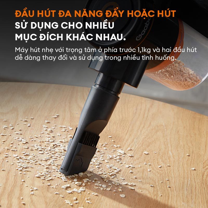 Máy hút bụi Gaabor VCW16M-BK01A, M15A lực hút siêu mạnh 16000Pa lõi lọc HEPA đầu hút linh hoạt Chính Hãng