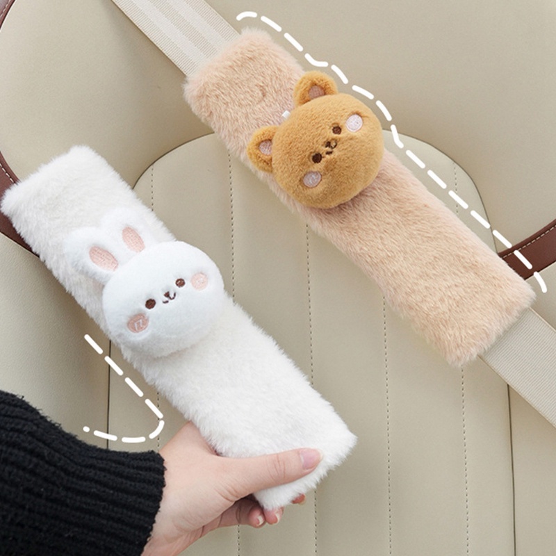 Vỏ Bọc Dây Đai An Toàn Xe Hơi Bằng Vải Bông Họa Tiết Gấu Hoạt Hình Dễ Thương qjzb1