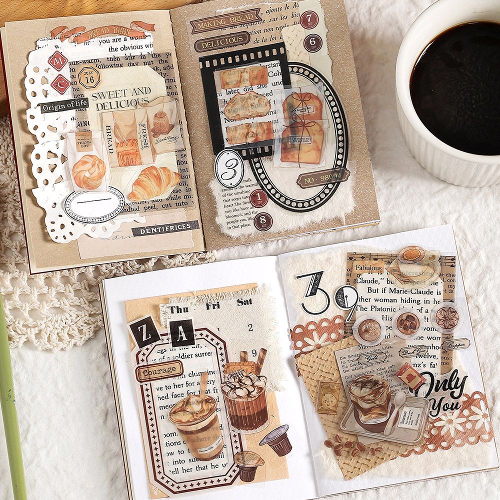 Enwei Bộ 3 sticker Giấy Dán Sổ Lưu Niệm Hình Bánh Mì Dễ Thương Không Thấm Nước