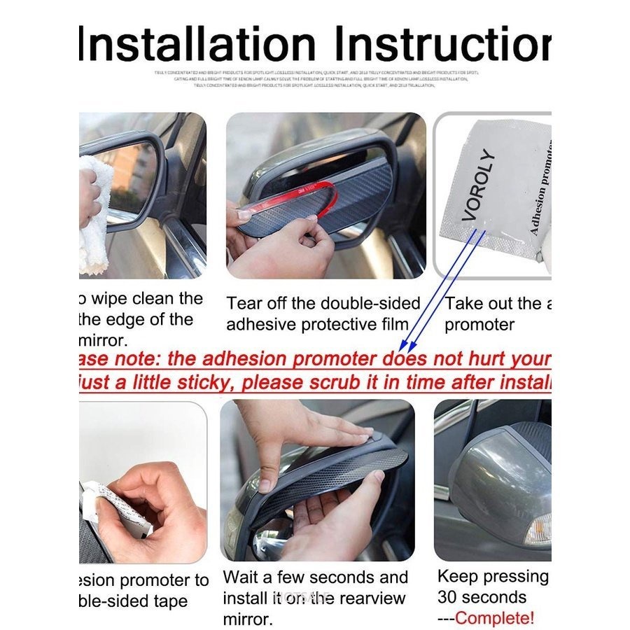 Bộ 2 Tấm Chắn Mưa Bằng Sợi Carbon Màu Đen Gắn Kính Chiếu Hậu Xe Hơi / Xe Tải / SUV​