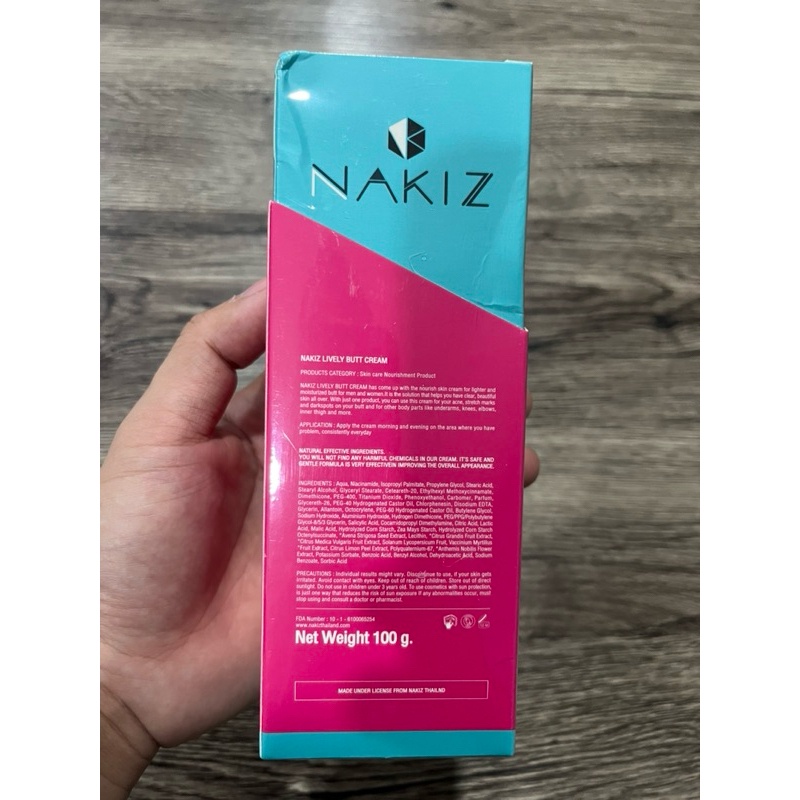 Kem thoa thâm, mụn mông, làm sáng da NAKIZ LIVELY BUTT Thái Lan, trị rạn da, thâm khuỷu tay. kem trị mụn mông nakiz Thái