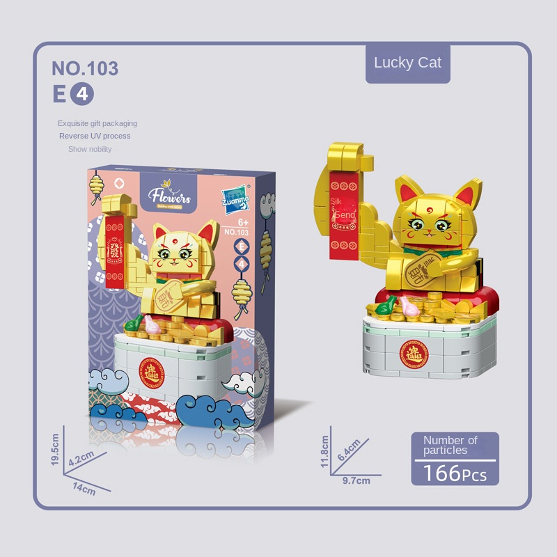 Bộ Đồ Chơi Lắp Ráp Đồ trang trí Chú Mèo May Mắn Cho Bé Mới