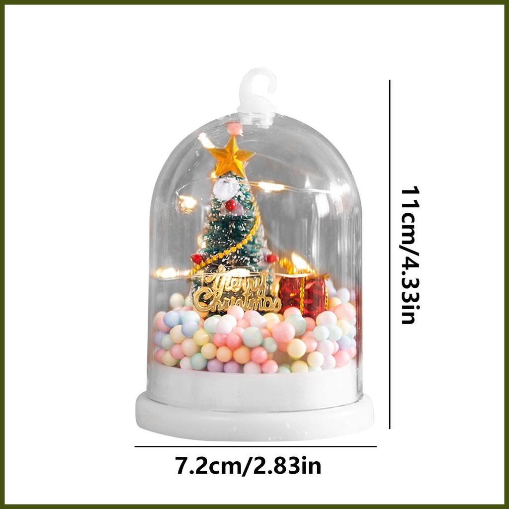 Cây Thông Giáng Sinh Bằng Kính Có Đèn Chiếu Sáng Hình Phong Cảnh Tuyết Dễ Thương
