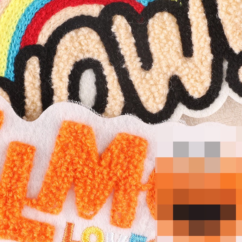 Miếng Dán Sắt Chenille Thêu Vải Miếng Dán Chữ Cái Tiếng Anh DIY Miếng Dán Quần Áo Phụ Kiện Thêu Nhãn