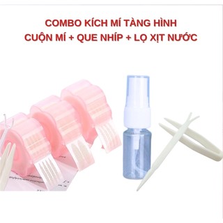 Combo kích mí lưới đầy đủ: Cuộn 360 miếng dán mí + set que nhíp + lọ xịt kích mí, dán mí lưới ren cuộn 360, tờ 240