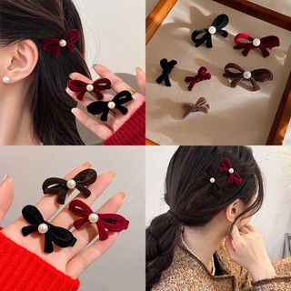 Haimeikang Mới Kẹp Tóc Hình Nơ Đính Ngọc Trai Đơn Giản Ngọt Ngào