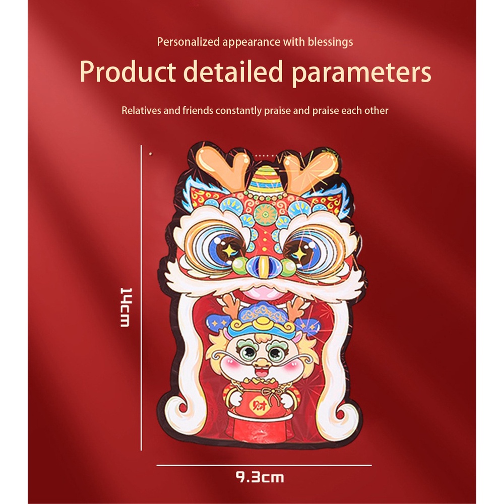 Guochao Bao Lì Xì Màu Đỏ Phong Bì Đỏ innovation dragon Dùng Trang Trí Lễ Hội Mùa Xuân Sáng Tạo