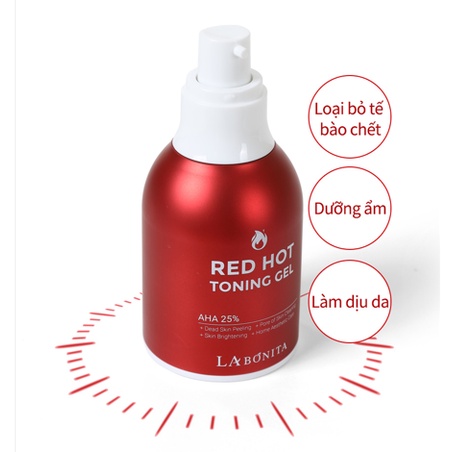 Ảnh 2 của Tinh Chất LABONITA Toning Gel AHA 25% Red Hot gel tẩy tế bào chết không gây kích ứng 30g