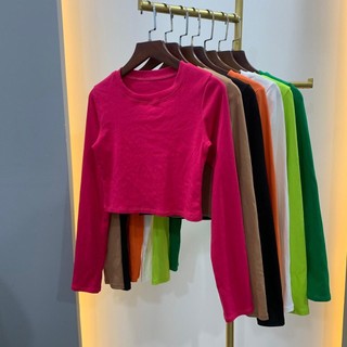 Áo thun croptop dài tay xỏ ngón chất thun borip co giãn nữ