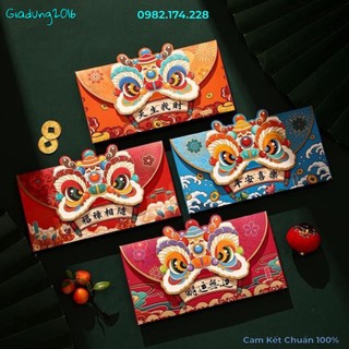 Set 4 lì xì ki lân đỏ mẫu mới 2024