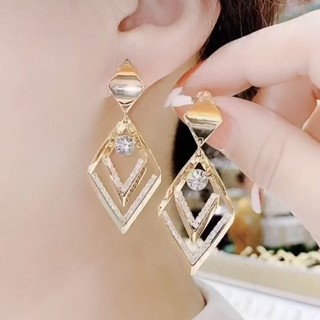 Bông tai mạ bạc 925 đính kim cương pha lê cao cấp phong cách mới jgy2021