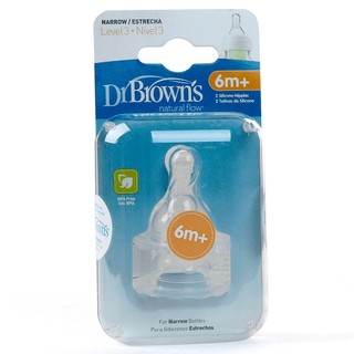 Núm ty thay thế Silicon Dr.Brown's Cổ hẹp (2 cái, số 3, 6-9M)