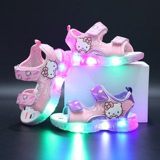 Xăng đan Có Đèn Led Dạ Quang Hình Hello Kitty Phong Cách Hàn Quốc Cho Bé