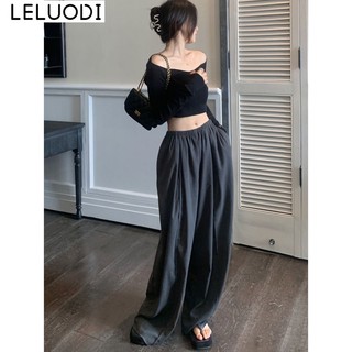 Leluodi quần ống rộng quần ống rộng lưng cao a23l0nr