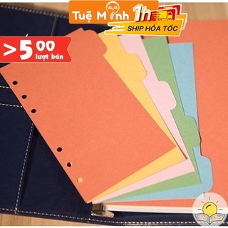 Set 5 tab phân trang A5/ B5 màu Pastel bìa cứng gắn sổ còng VPPTUEMINH, tab bìa mục binder