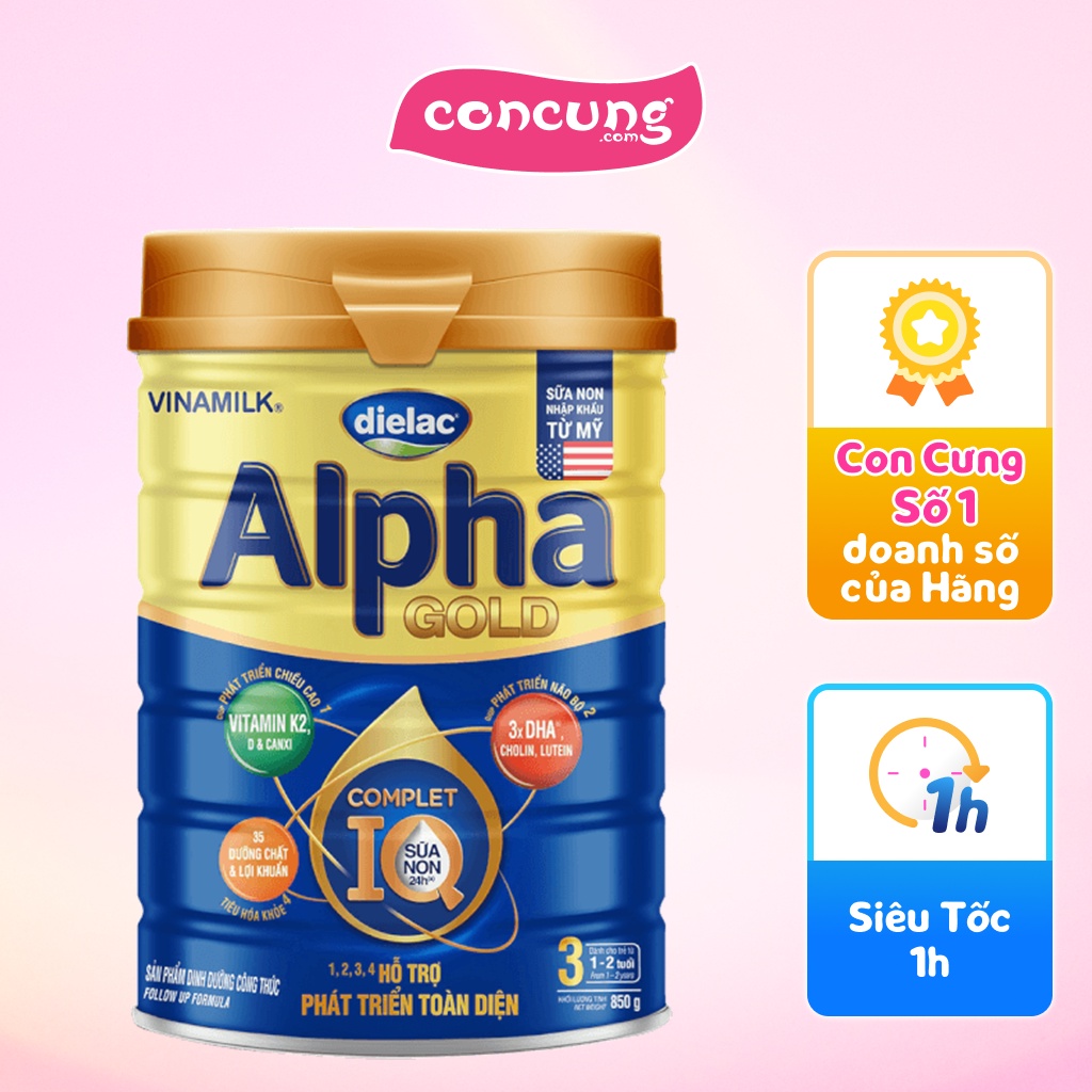 Sữa Dielac Alpha Gold IQ 3, 850g (1-2 tuổi)