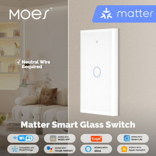 Moes Tuya WiFi Matter US Đèn thông minh Công tắc kính Bảng điều khiển cảm ứng Dây trung tính chống cháy Yêu cầu hỗ trợ Alexa Google Home Home Homekit