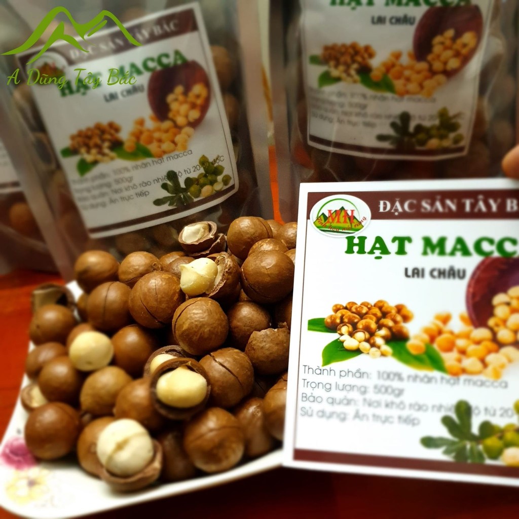 Hạt macca hữu cơ Lai Châu sấy khô nứt vỏ loại 1 (500g, 1kg) từ macca tươi. Mắc ca, mac ca nguyên hạt
