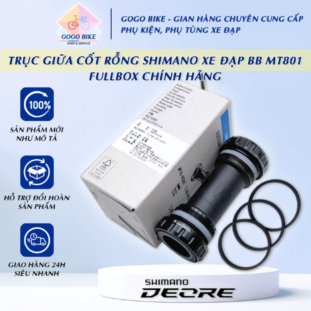 [GoGo Bike] Trục giữa cốt rỗng xe đạp SHIMANO DEORE XT BB MT801 (BB VẶN) - FullBox Chính Hãng