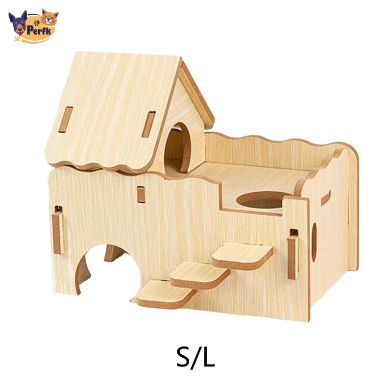 Perfk Hamster House Hamster Phụ kiện Đồ chơi hoạt động bằng gỗ