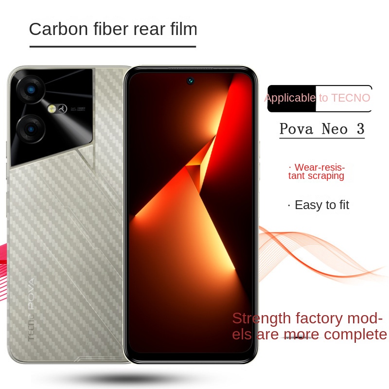 Tecno Miếng Dán Bảo Vệ Mặt Lưng Bằng Sợi carbon 3d Cho Nova neo 3 / tecno pova 5 4g