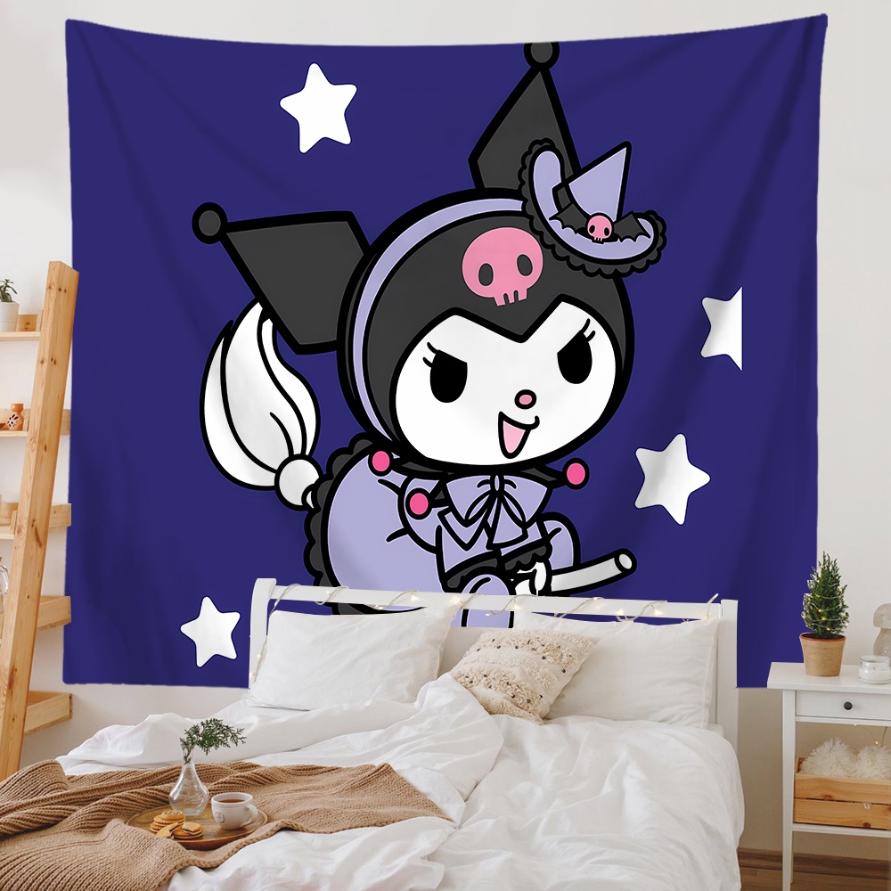 Dễ Thương Băng Dính polyester Hình kuromi Hoạt Hình Treo Tường Trang Trí Phòng Ngủ