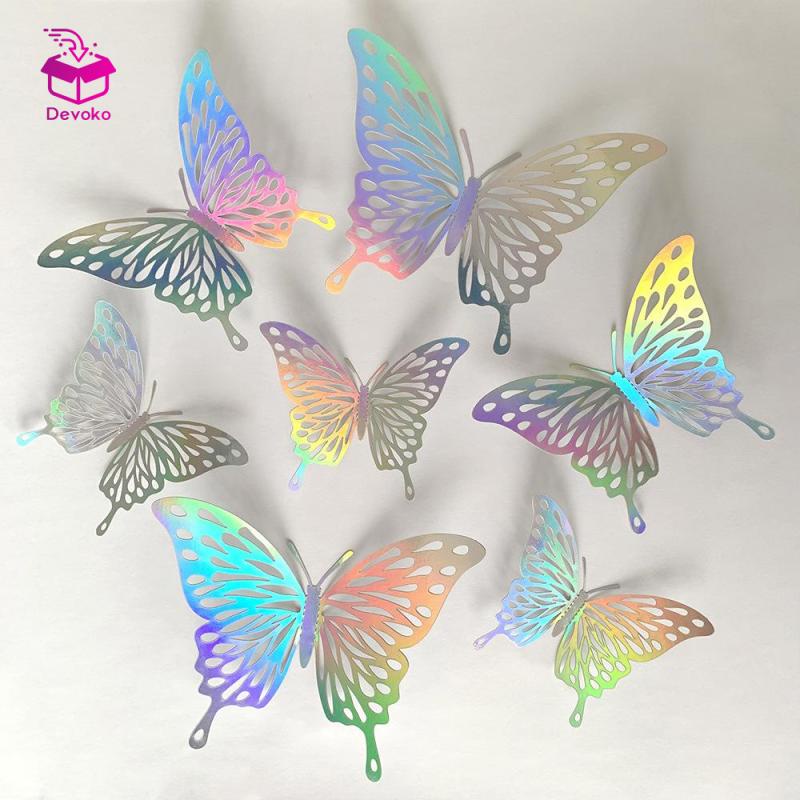 Devoko Bộ 12 bướm dán tường DEVOKO thiết kế 3D trang trí đẹp mắt