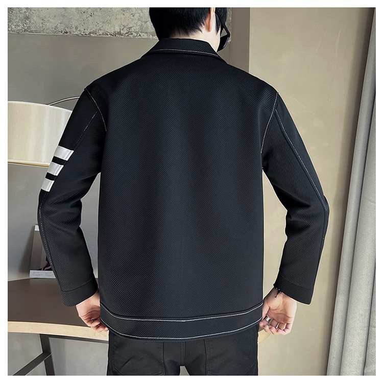 Áo Khoác Họa Tiết Kẻ Sọc Phong Cách Đường Phố Thời Trang Xuân Thu 2023 Mới Cho Nam