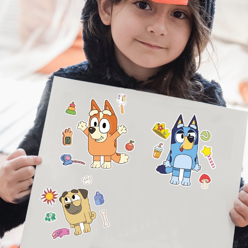 Bộ 8 Miếng Dán Mặt Hoạt Hình bluey & bingo family and friends diy