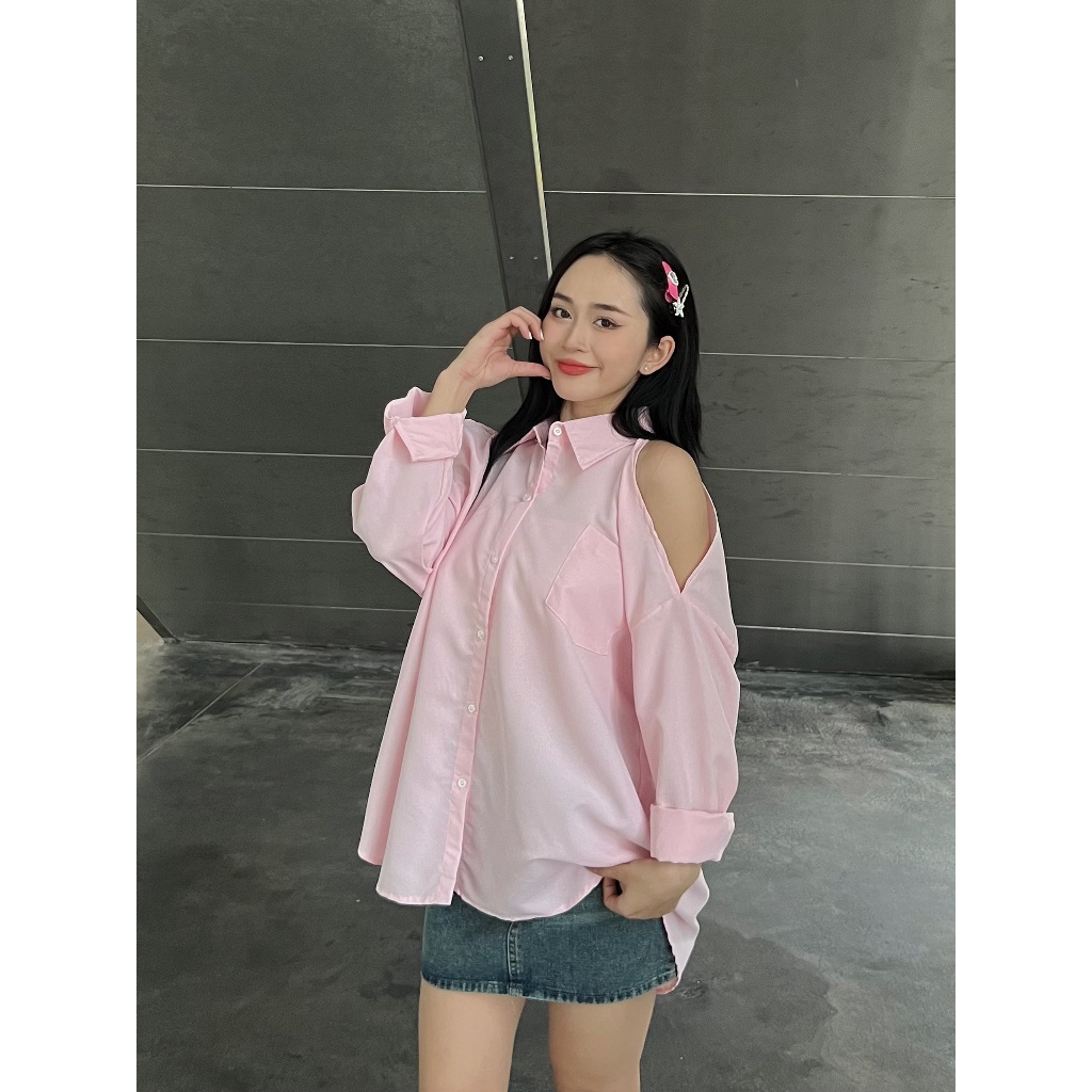 ÁO SƠ MI nữ hở vai dài tay,  Aokhoetvai3469_6K3