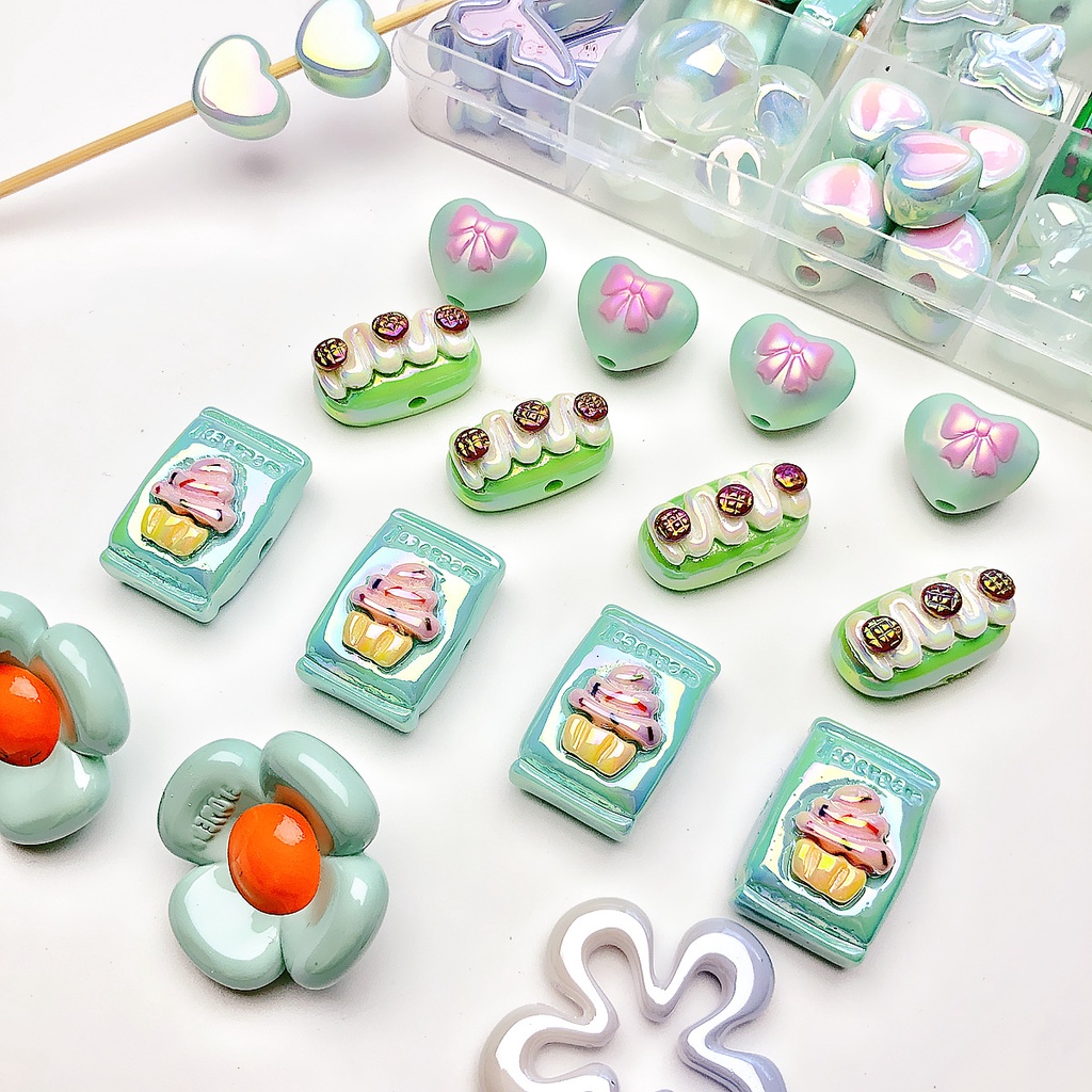 Bộ 5 Hạt Xỏ Vòng Tay handmade Bằng acrylic Độc Đáo Thời Trang diy