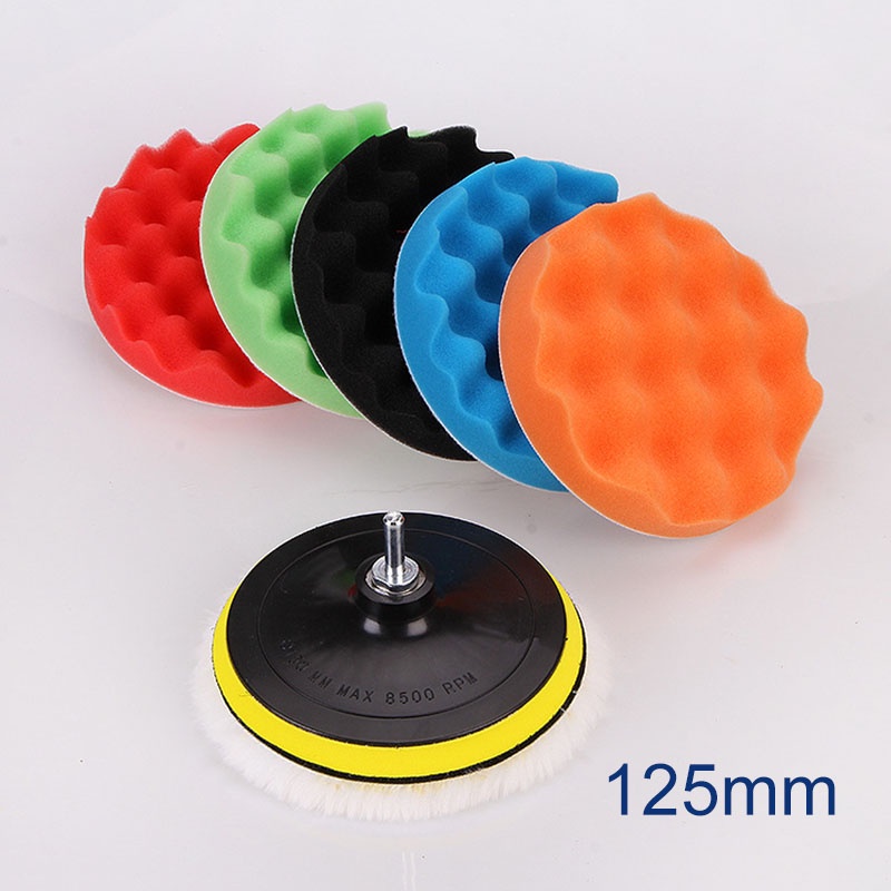 5 inch Bộ phớt sáp đánh bóng gắn máy khoan điện xe máy ô tô - Miếng mút đánh bóng xe-