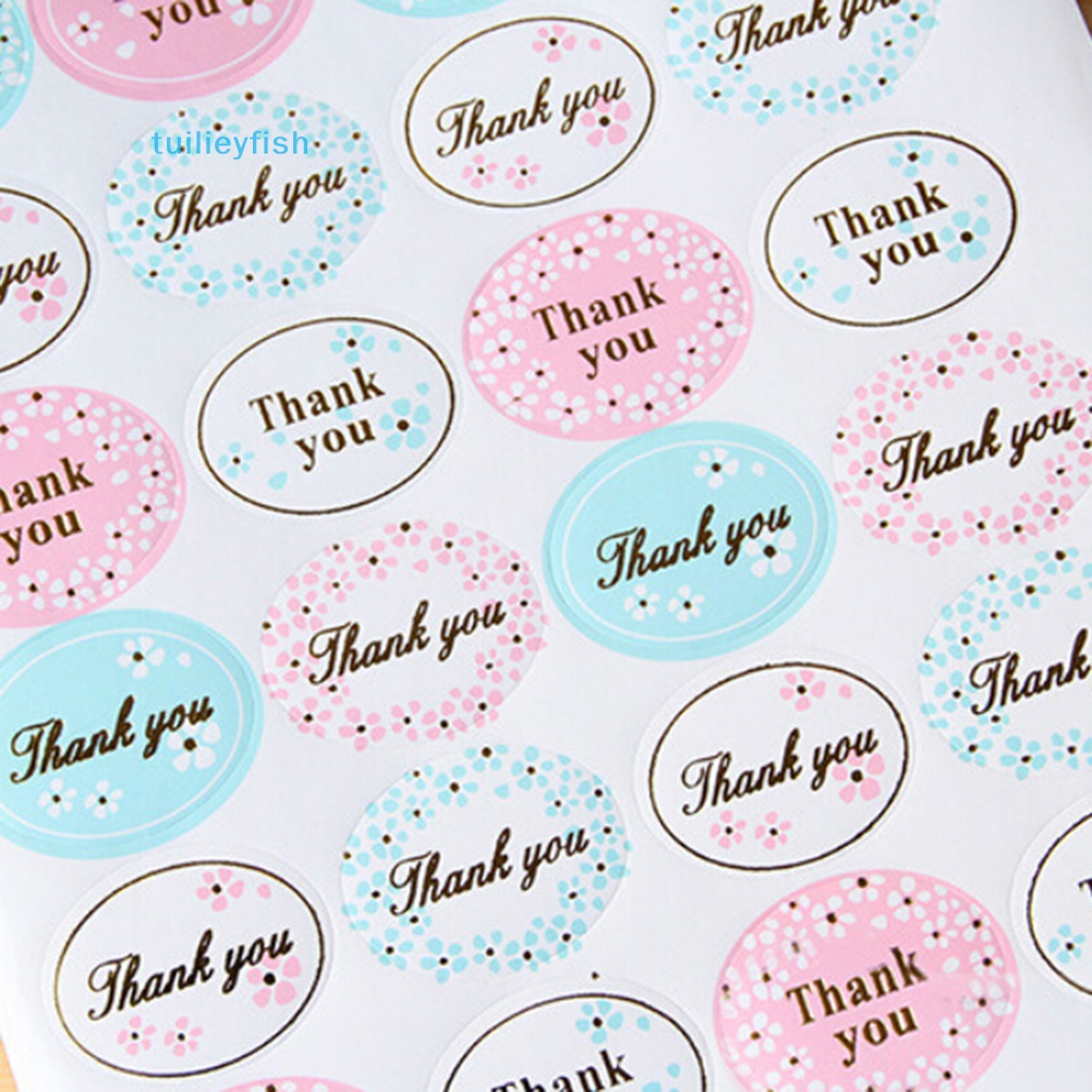 Tuilieyfish Set 24 Miếng Dán Hình oval Màu Vàng In Chữ thank you Dùng Trang Trí Tiệc Cưới