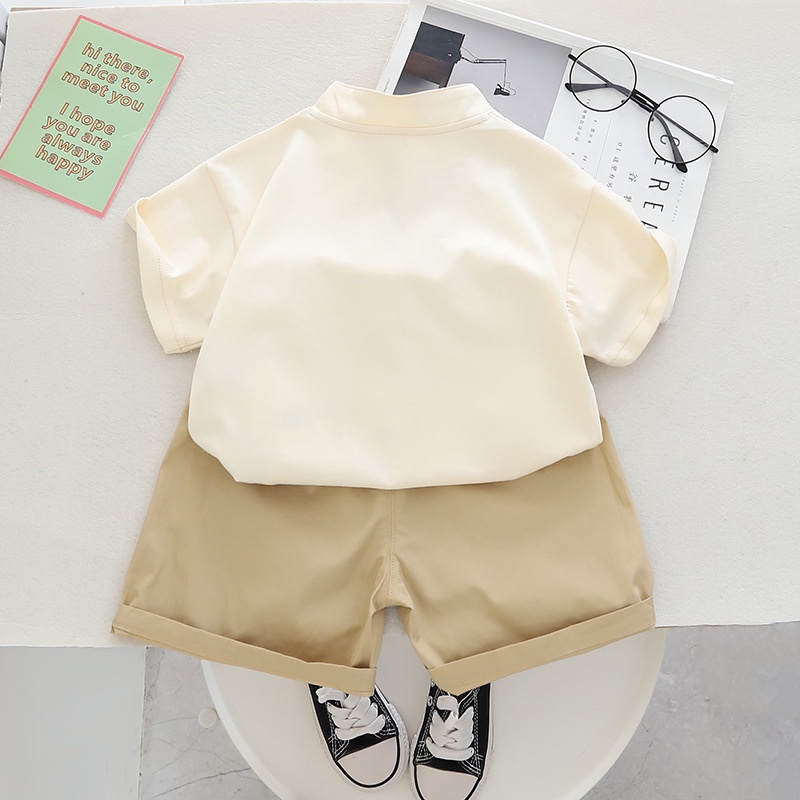 Set Đồ Mùa Hè 2 Món Gồm Áo Thun cotton In Hình Gấu Trúc + Quần Ngắn Cho Bé Trai